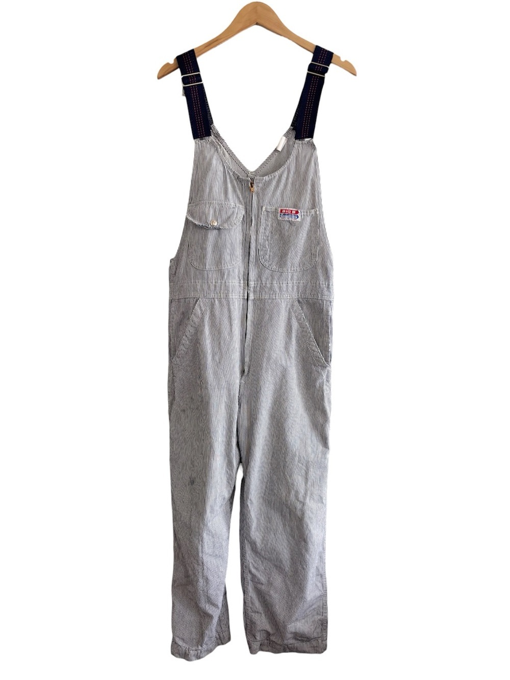 Vintage Big B Union Made Pinstripe Overalls with Navy Straps